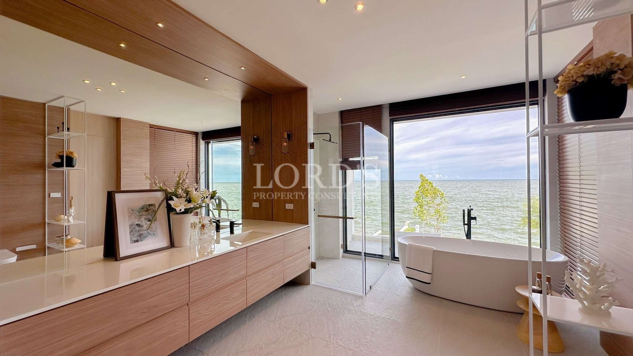 Modern bathroom with ocean view