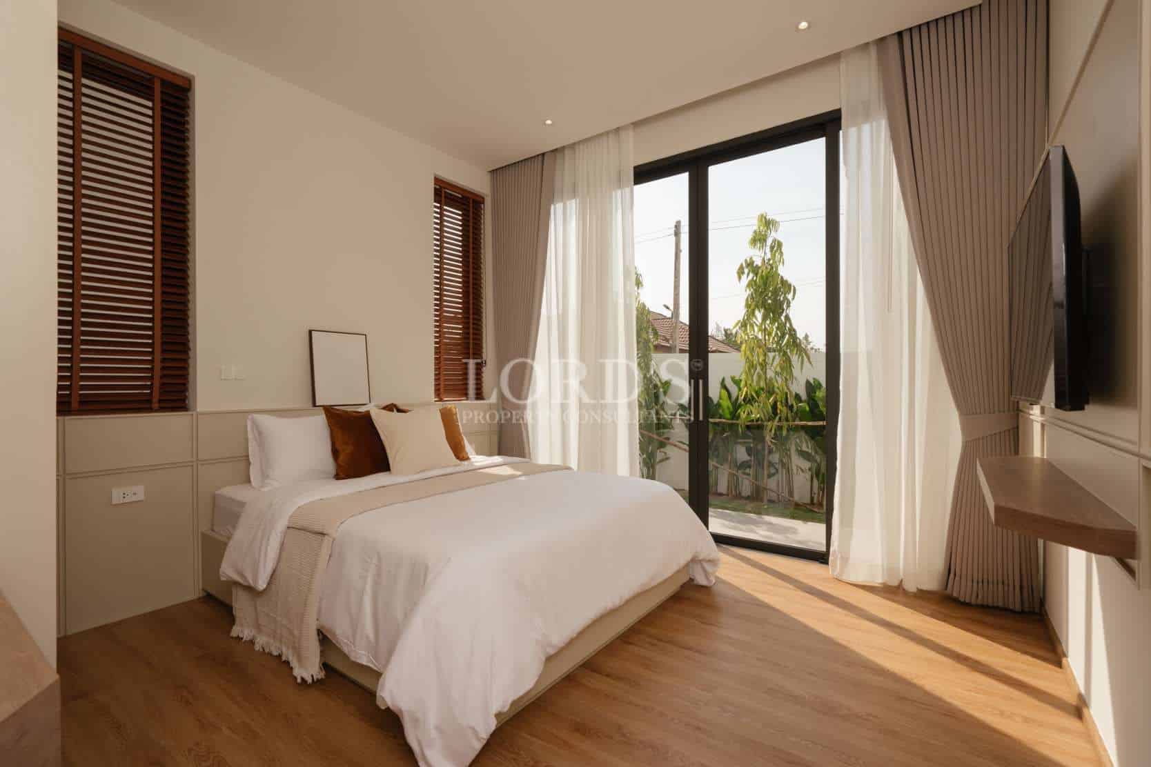 Modern bedroom with natural light