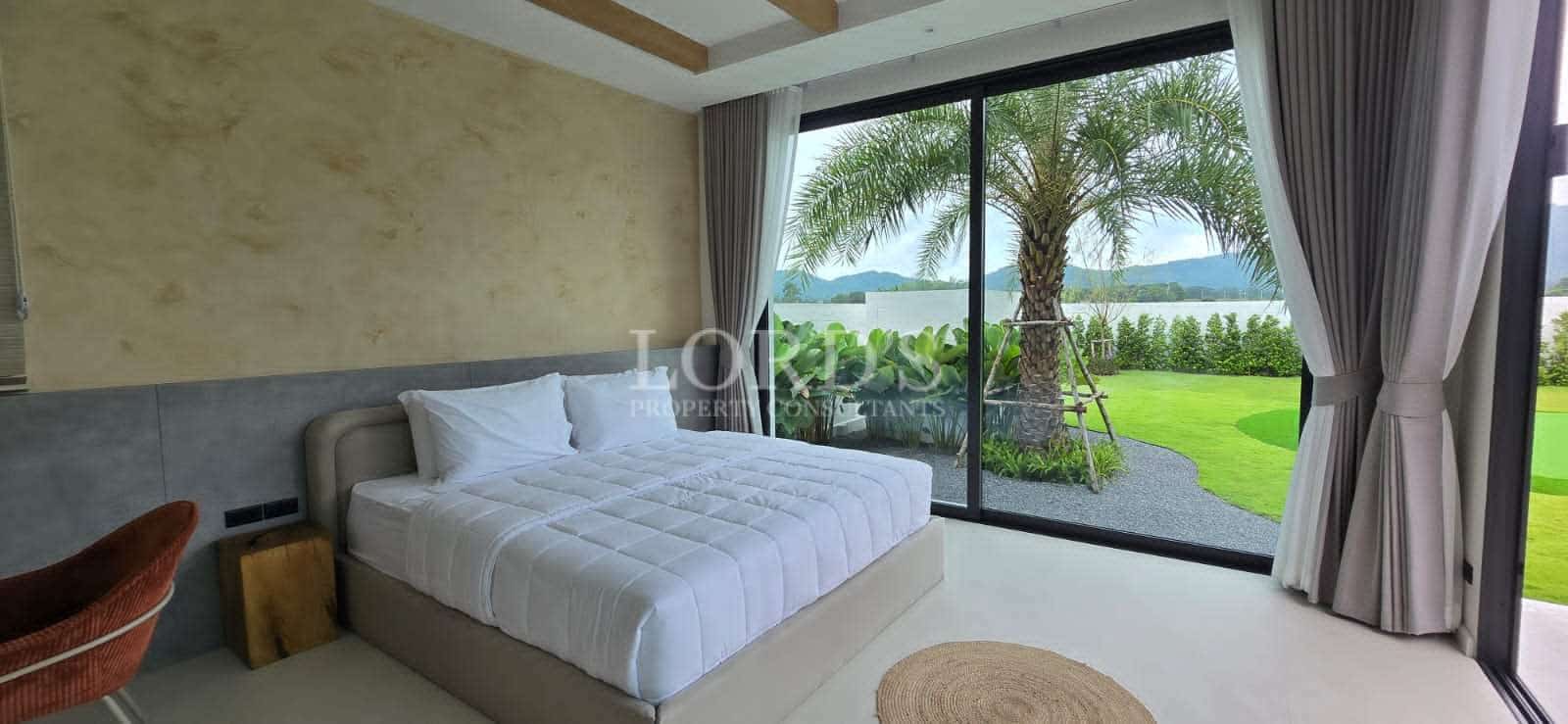 Modern bedroom with scenic view