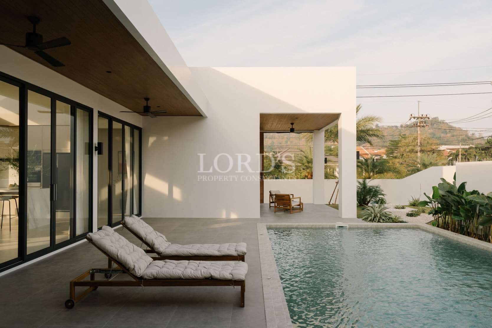 Modern dining area with large windows