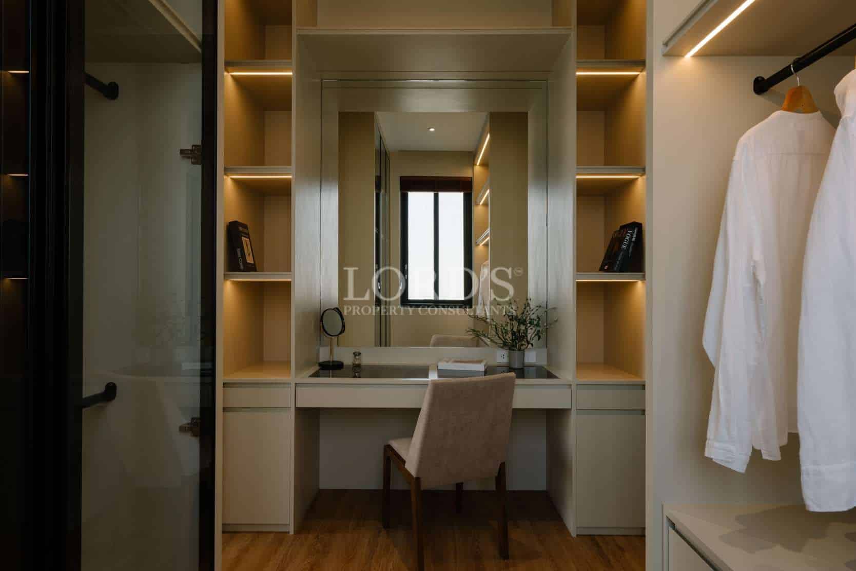 Modern dressing area with desk
