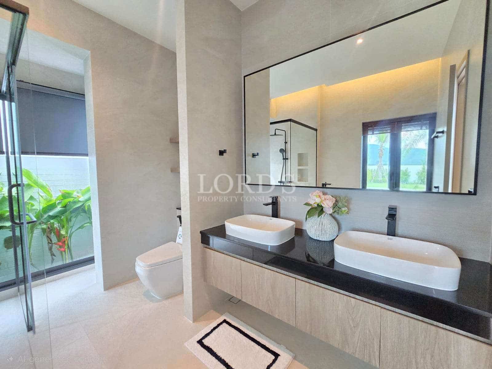 Modern bathroom with double sinks