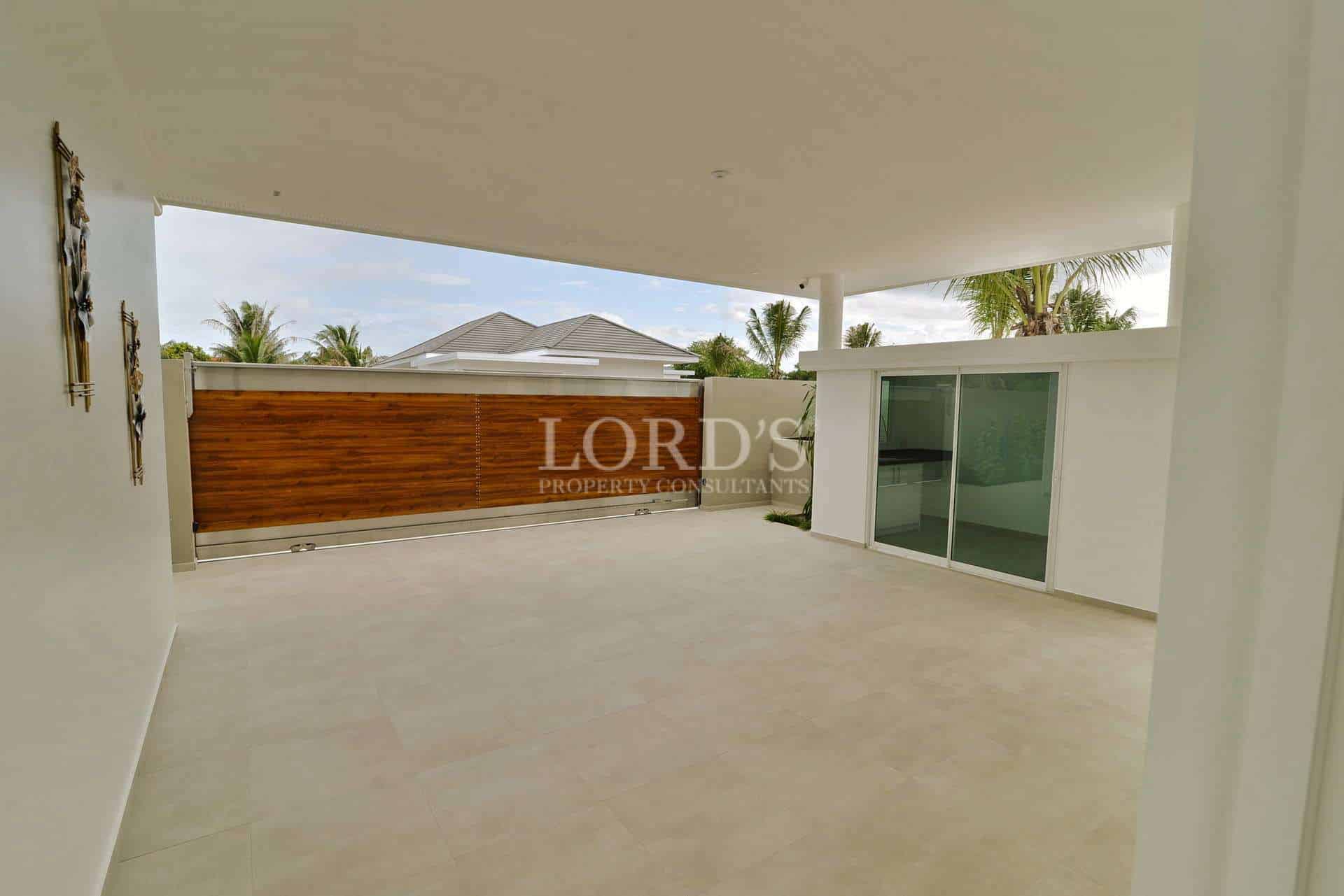 Modern empty patio with tropical view