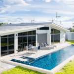 Modern living room with wooden accents