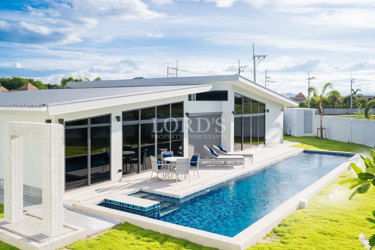 Modern living room with wooden accents