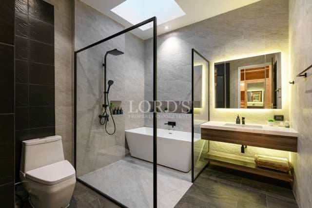 Modern bathroom with glass shower