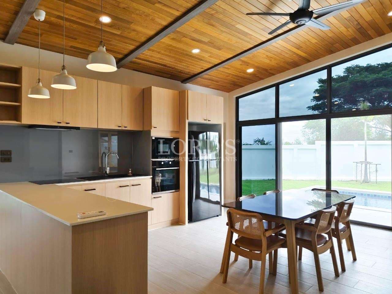 Modern kitchen with wooden accents