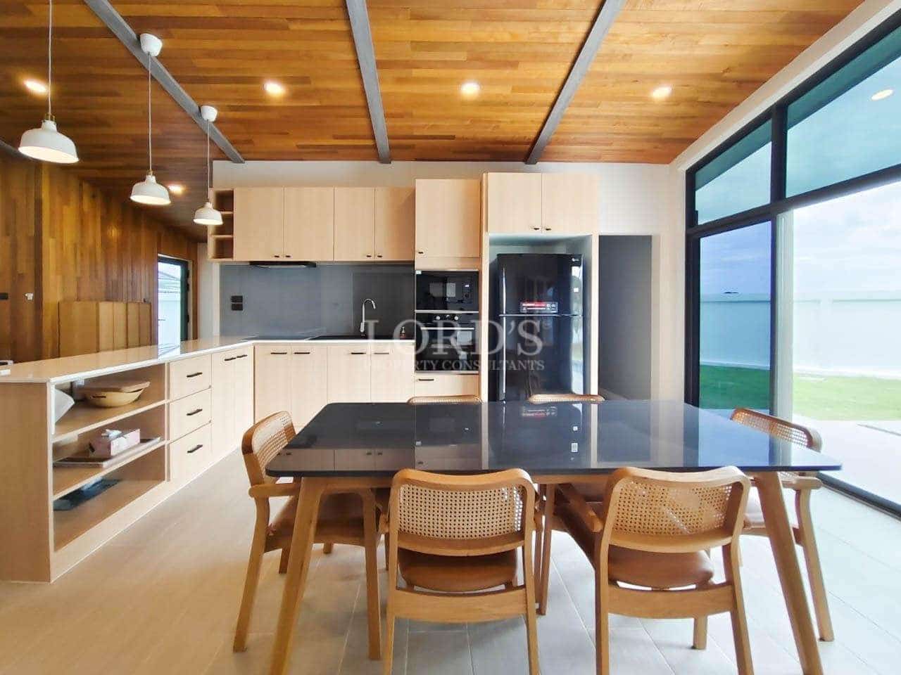 Modern kitchen with wooden accents