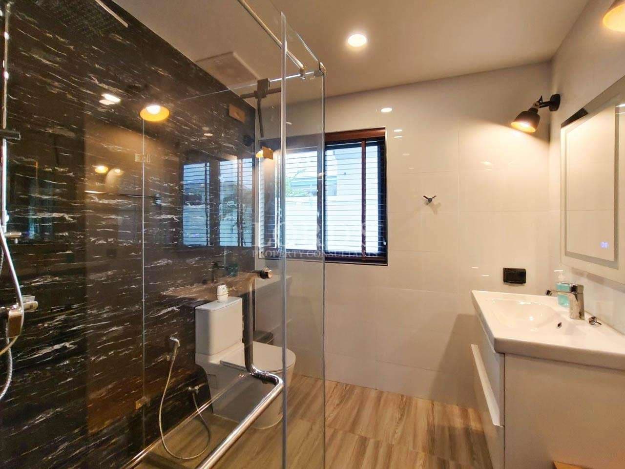 Modern bathroom with glass shower