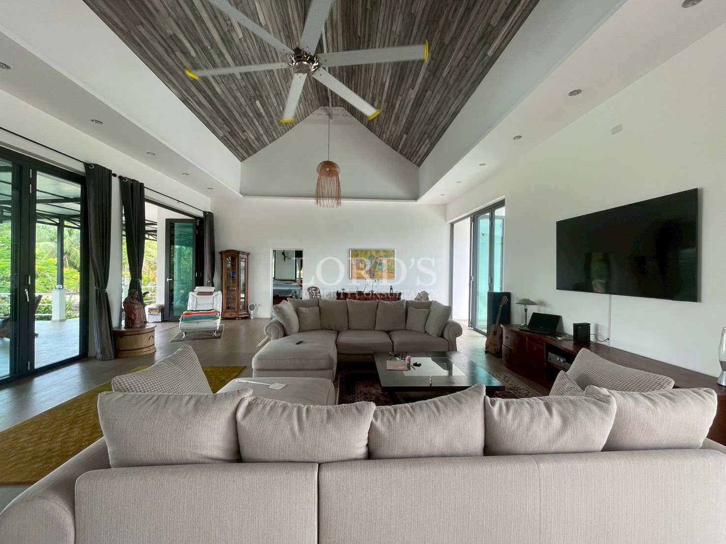 Spacious modern living room interior