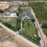 Aerial view of rural property landscape.