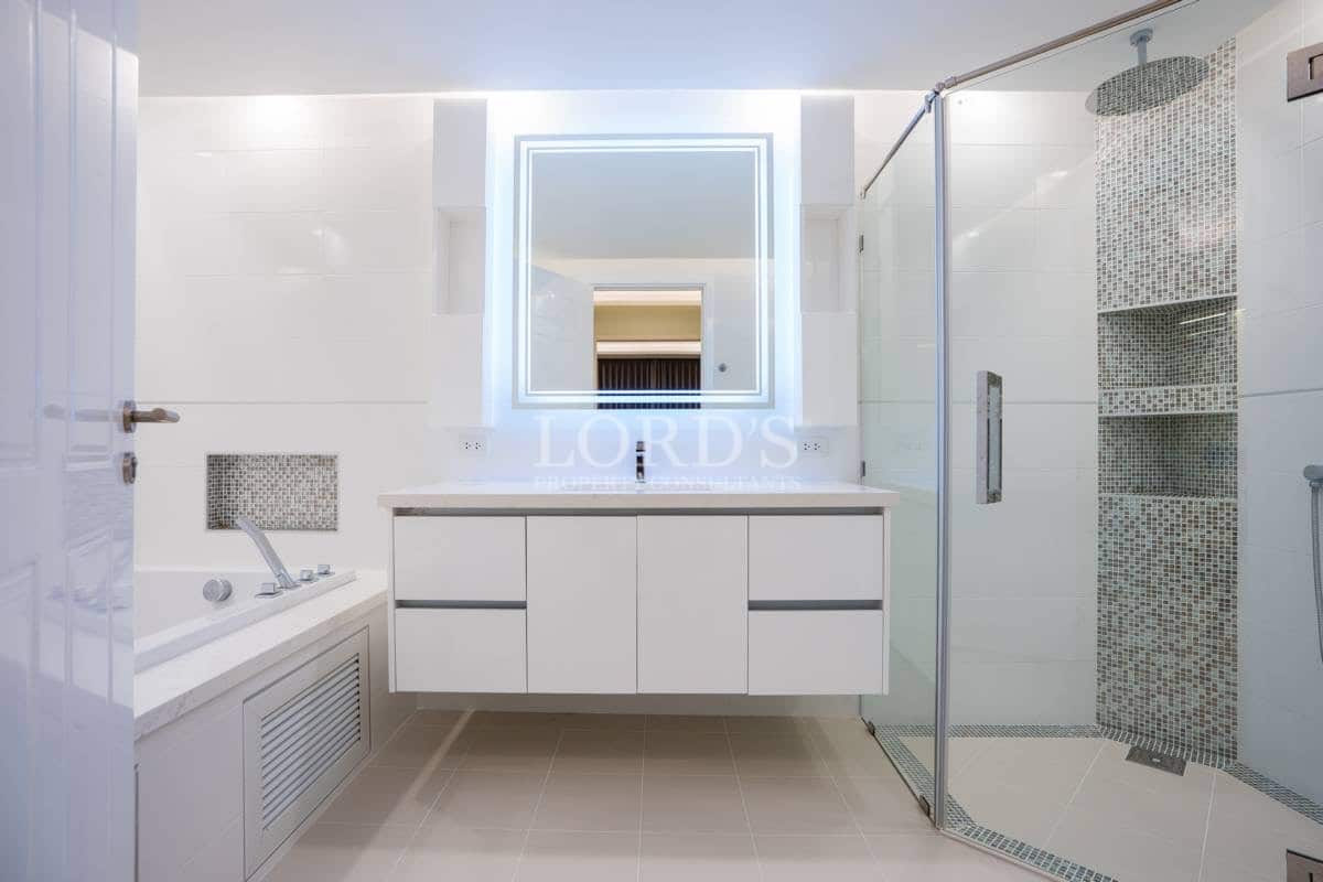 Modern bathroom with glass shower