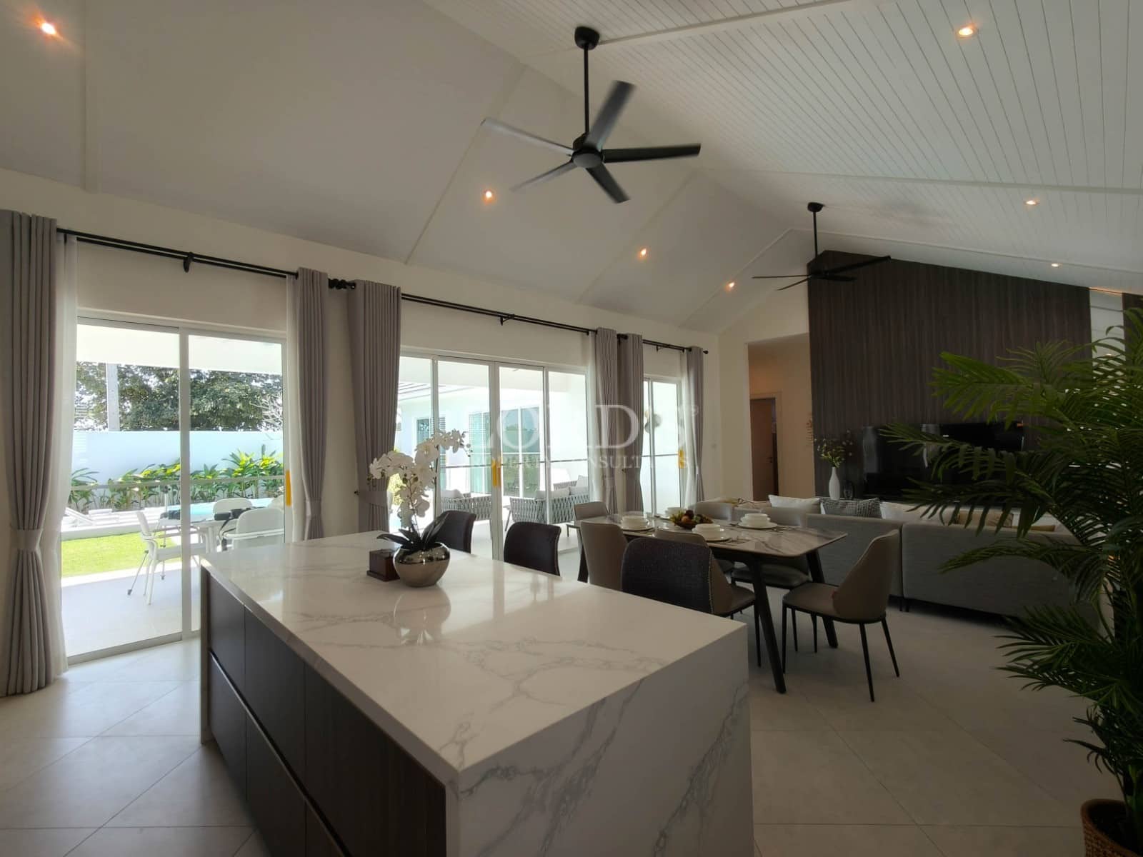 Modern kitchen and dining area