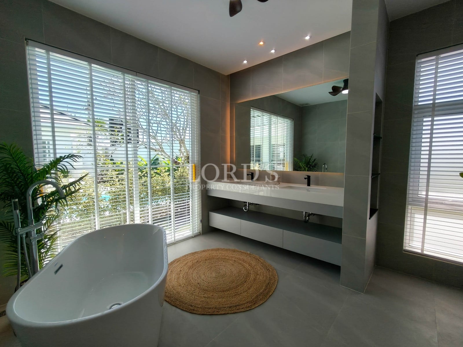 Modern bathroom with natural light