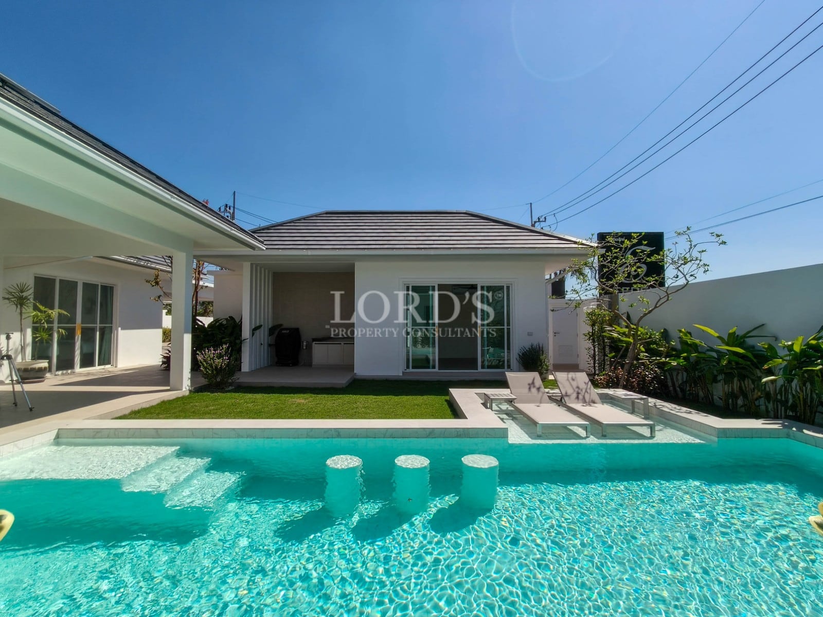 Modern house with pool and garden