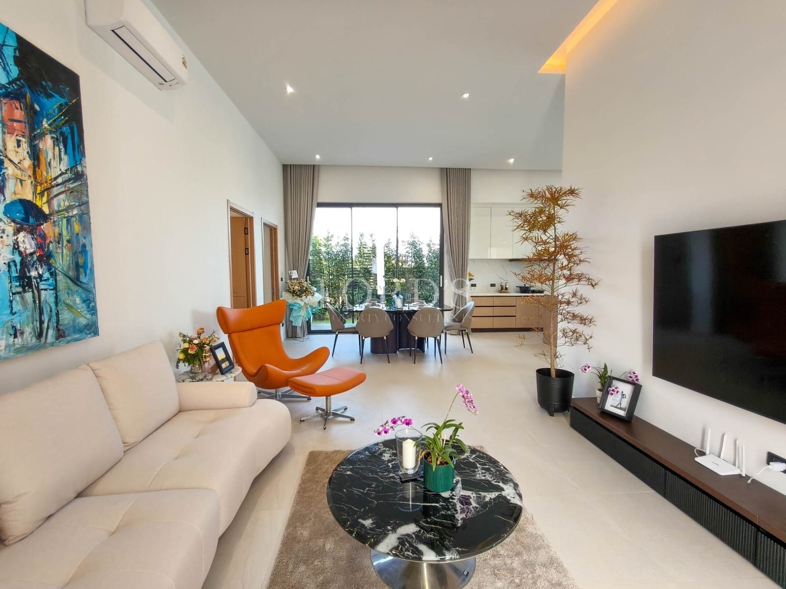 Modern living room with stylish decor