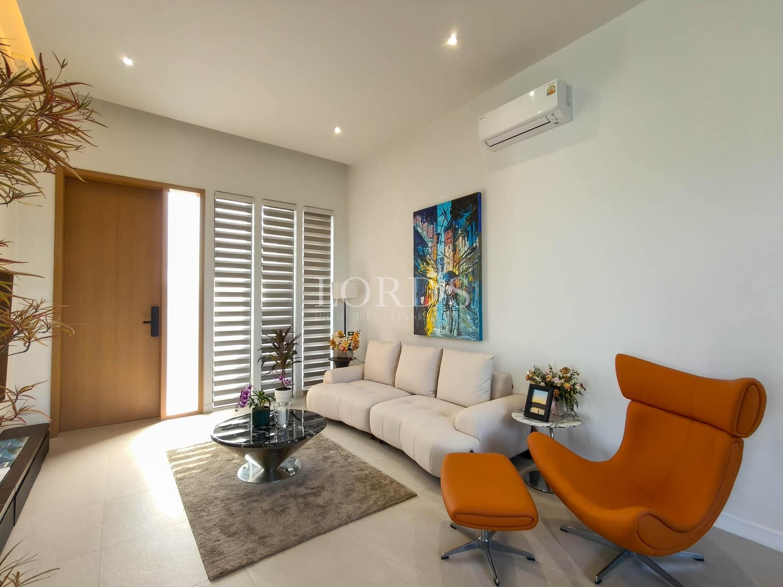 Modern living room with stylish furniture