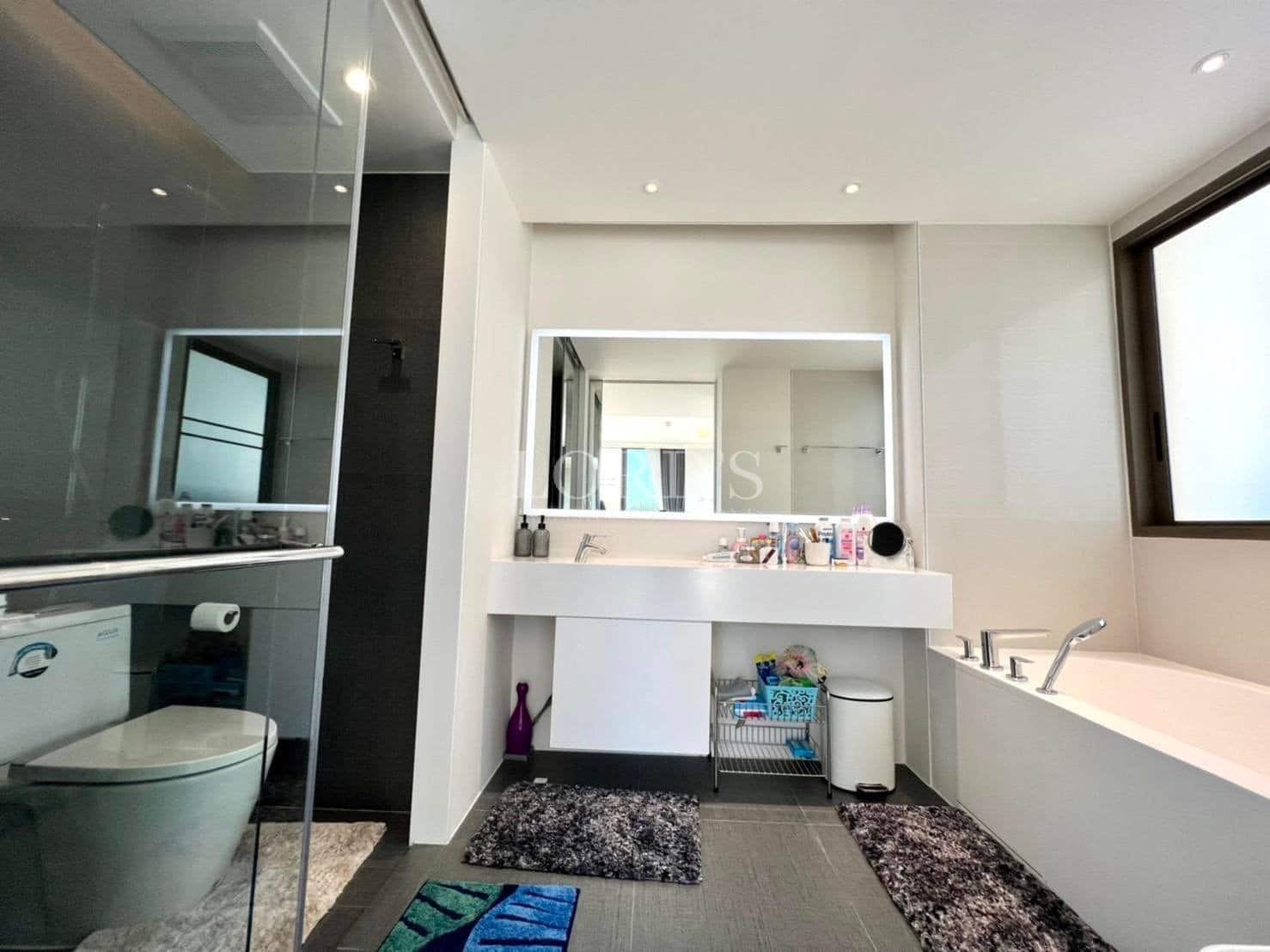 Modern bathroom with sleek design.