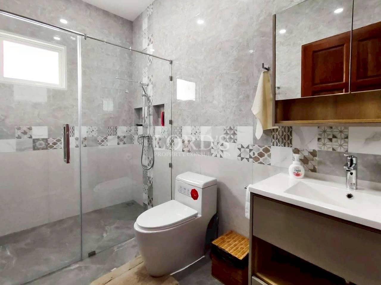 Modern bathroom with glass shower