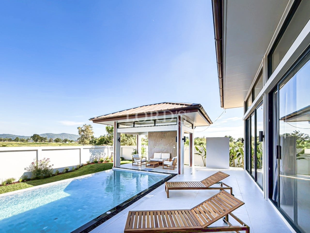 Modern villa with pool and view